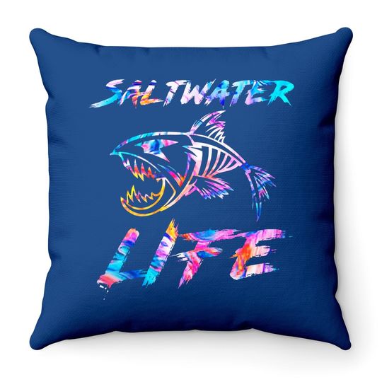 Saltwater Life Fishing Throw Pillow