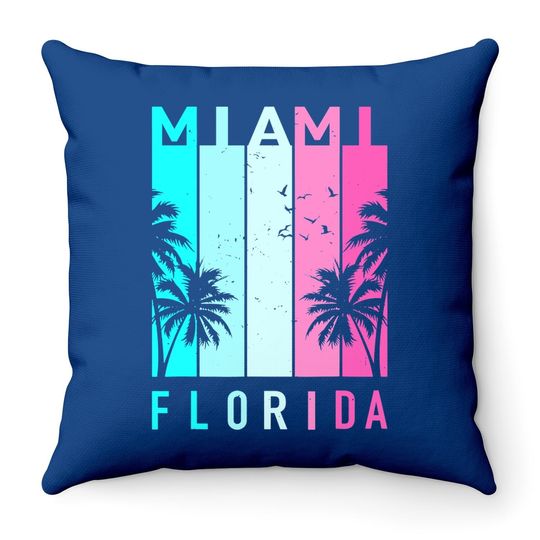 Throw Pillow Retro Miami Florida Beach