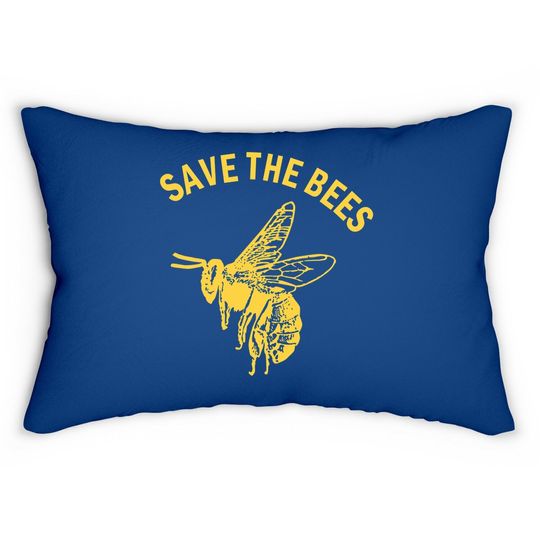 Save The Bees Lumbar Pillow Vintage Retro Graphic Yellow Casual Lumbar Pillow Tops
