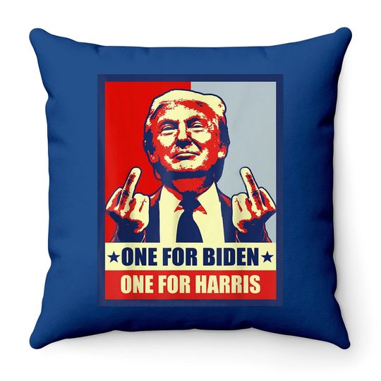 Trump Middle Finger Biden Harris Republican American Flag Throw Pillow