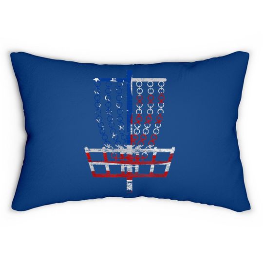Cool Us Flag Disc Golf Basket - Fourth Of July Golfer Gift Lumbar Pillow