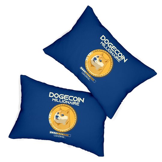 Dogecoin Millionaire Loading Funny Crypto Cryptocurrency Lumbar Pillow