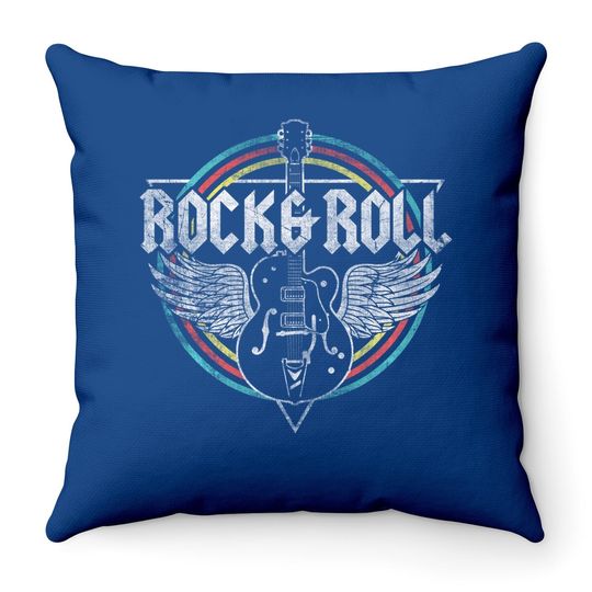 Rock & Roll Guitar Wings Music Throw Pillow