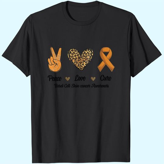 Discover Peace Love Cure Basal Cell Skin Cancer Awareness Leopard Men T-Shirt