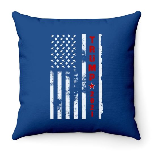 Trump 2021 American Flag Vintage Throw Pillow