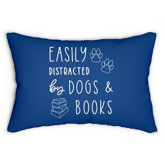 Funny Dog Easily Distracted Dogs Books Lumbar Pillow