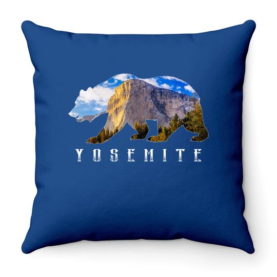 California Bear With Yosemite National Park Image Souvenir Throw Pillow