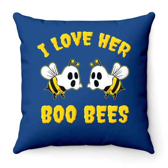 I Love Her Boo Bees Throw Pillow