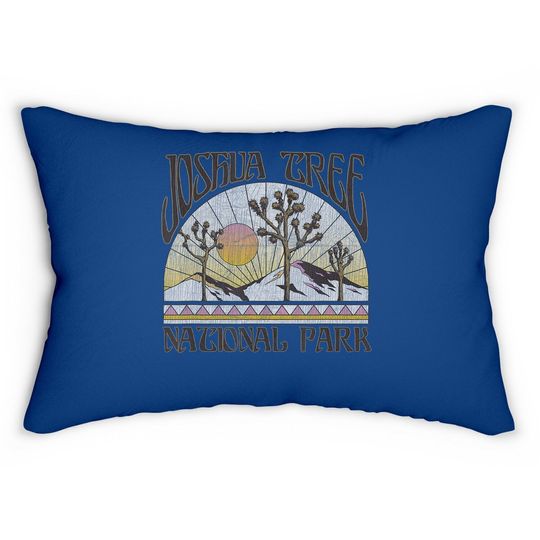 Vintage Joshua Tree National Park Retro Outdoor Camping Hike Lumbar Pillow