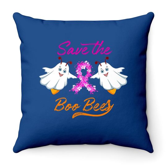 Breast Cancer Halloween Gift - Save The Boo Bees Throw Pillow
