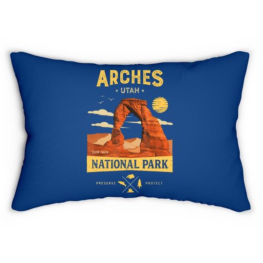 Arches National Park Lumbar Pillow Delicate Arch Vintage Utah Gift