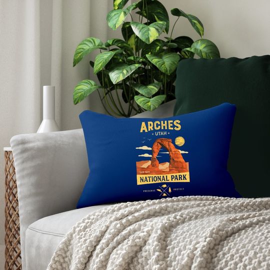 Arches National Park Lumbar Pillow Delicate Arch Vintage Utah Gift