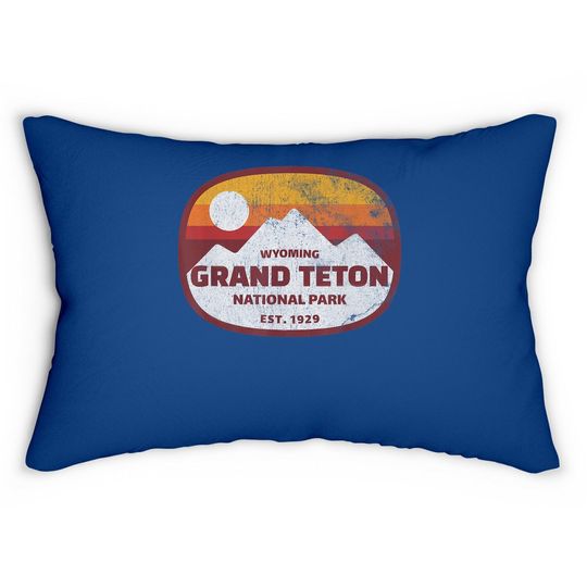 Vintage Grand Teton National Park Lumbar Pillow -- Distressed