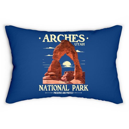 Arches National Park - Retro Hiking & Camping Lover Lumbar Pillow