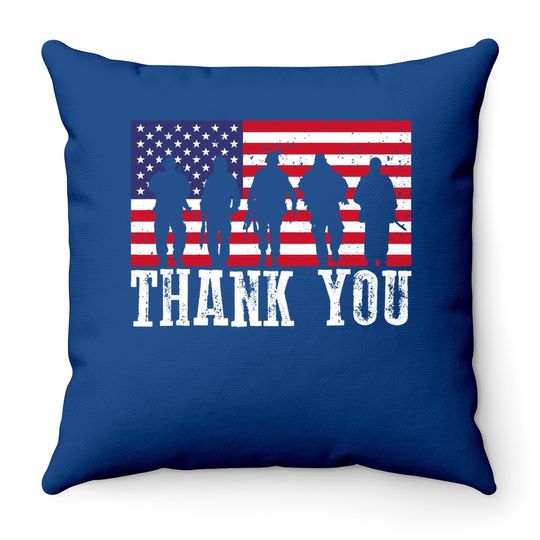 Veterans Day American Flag Thank You Throw Pillow