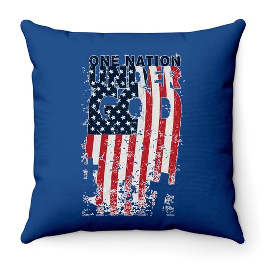 One Nation Under God Christian Cross American Flag Throw Pillow
