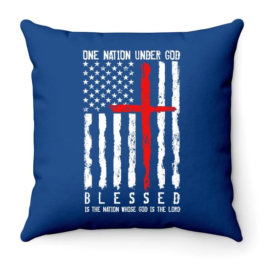 Patriotic Christian Throw Pillow "blessed" One Nation Under God