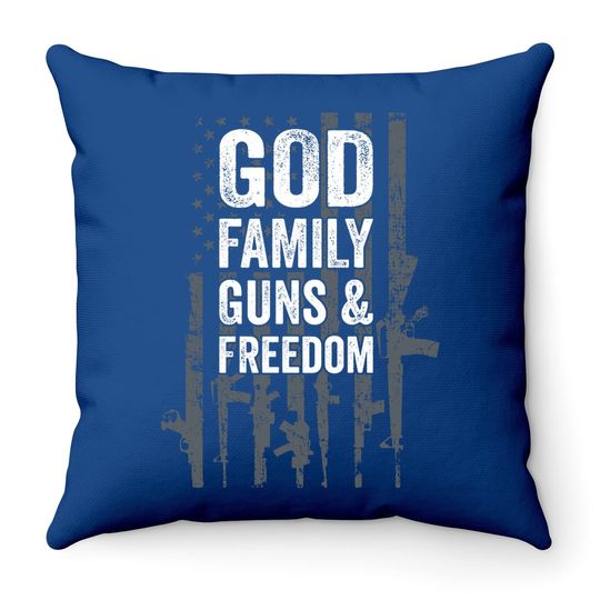 Conservative God Family Guns & Freedom Throw Pillow