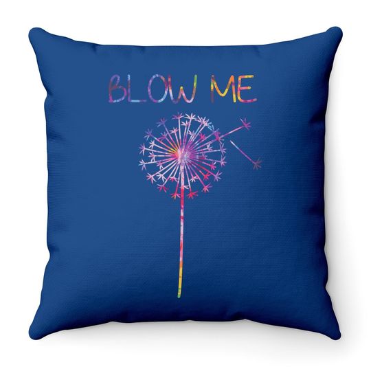 Colorful Blow Me Dandelion Flower Dandelion Flower Artwork Throw Pillow