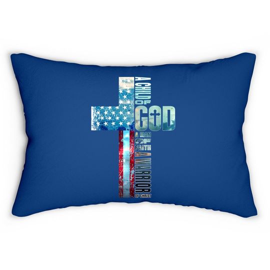 Faith Cross American Flag Lumbar Pillow Christ Jesus Religious Lumbar Pillow