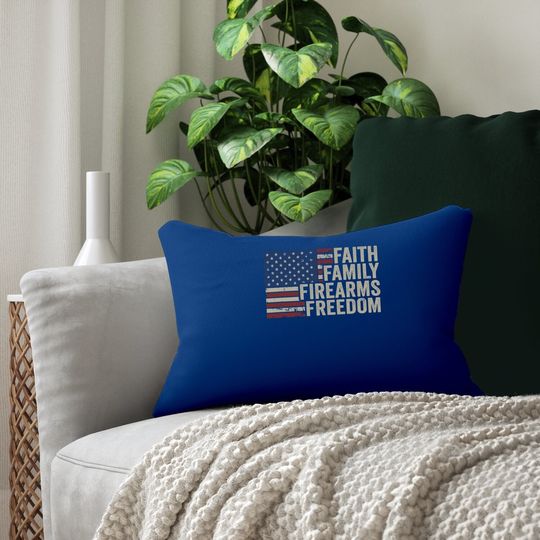Faith Family Firearms & Freedom - American Flag Pro God Guns Lumbar Pillow