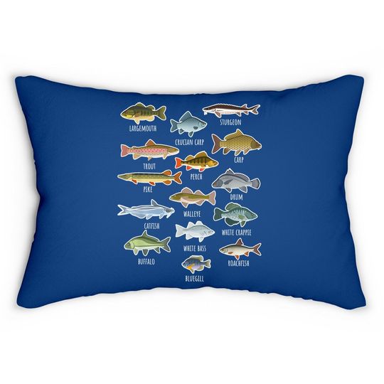 Types Of Freshwater Fish Species Fishing Lumbar Pillow