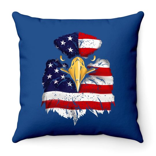 Bald Eagle 4th Of July American Flag Patriotic Freedom Usa Throw Pillow