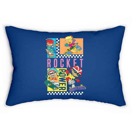 Checkerboard Rocket Power Grid Design Lumbar Pillow