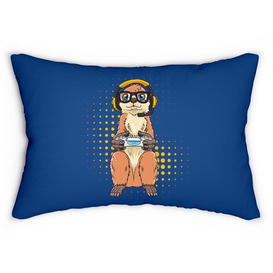 Funny Gamer Meerkat Video Game Lumbar Pillow