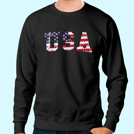 USA Sweatshirt Patriotic 4th of July Tee American Flag Vintage Sweatshirt