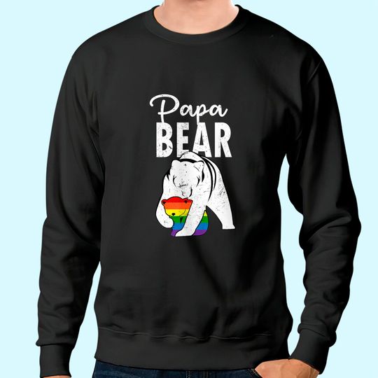 Papa Bear Gay Pride Rainbow Flag LGBT Dad Camping Father Day Sweatshirt