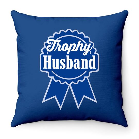 Trophy Husband Retro Ribbon Style Throw Pillow