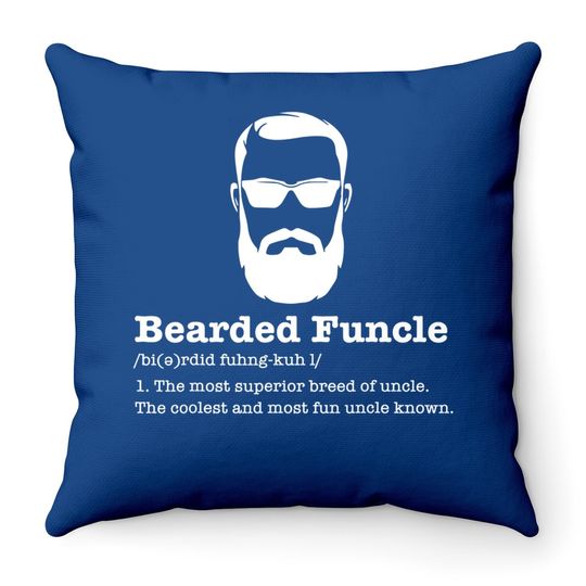 Bearded Funcle Throw Pillow Funny Uncle Vintage Style Throw Pillow