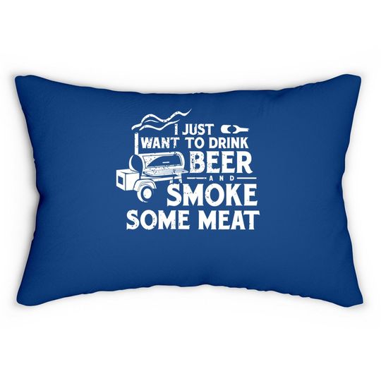Bbq Smoking Pitmaster Drink Beer Smoke Meat Lumbar Pillow
