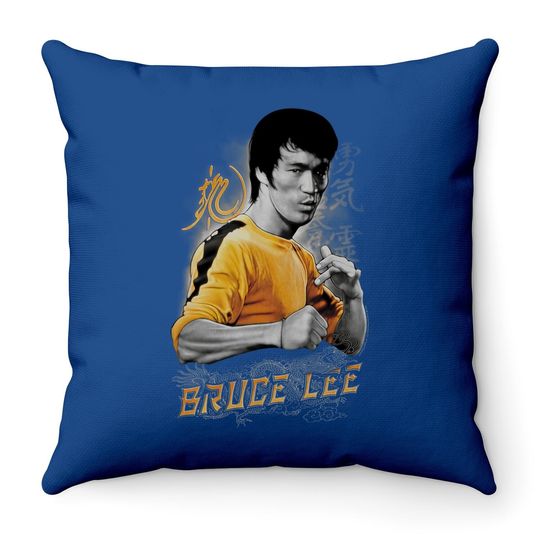 Bruce Lee Quote Yellow Dragon Throw Pillow