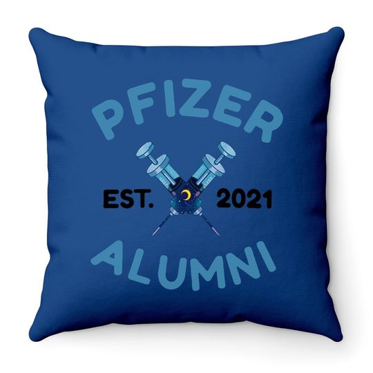 Pfizer Alumni Est 2021 Vaccinated C.o.v.i.d 19. Throw Pillow