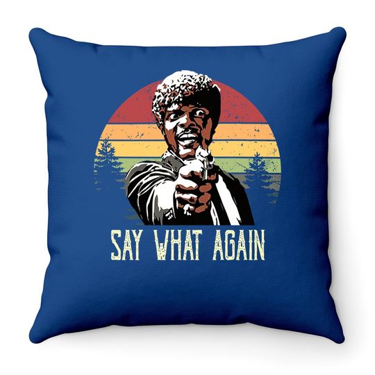 Jules Winnfield Say What Again Circle Throw Pillow