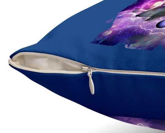 Cosmic Wolf Howling At Moon In Spacet Throw Pillow