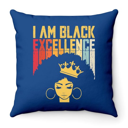 Retro Vintage Black Excellence African Pride History Month Throw Pillow