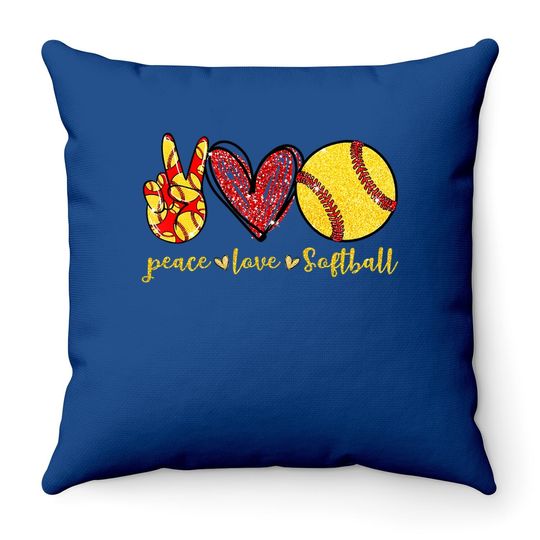 Peace Love Softball Cute Softball Lovers Gifts Throw Pillow