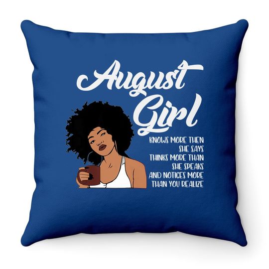 August Girl Throw Pillow American Black Leo Virgo Birthday Throw Pillow