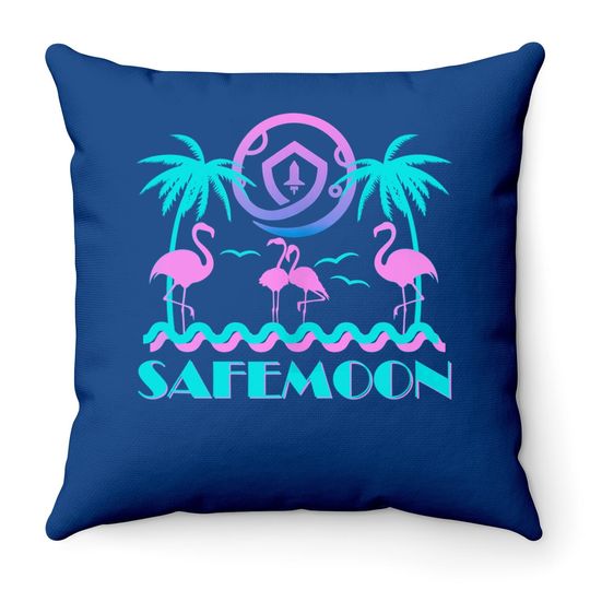 Safemoon Retro 80s Flamingo Throw Pillow