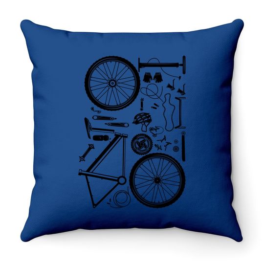Bike Parts - Downhill Rider Mountainbike Mtb Cycling Throw Pillow