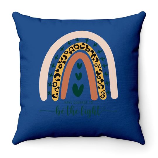 Be The Light Boho Rainbow Christian Scripture Religious Throw Pillow