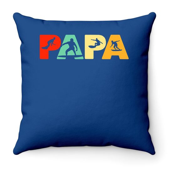 Surf Dad, Retro Papa Surfing Father's Gift Throw Pillow