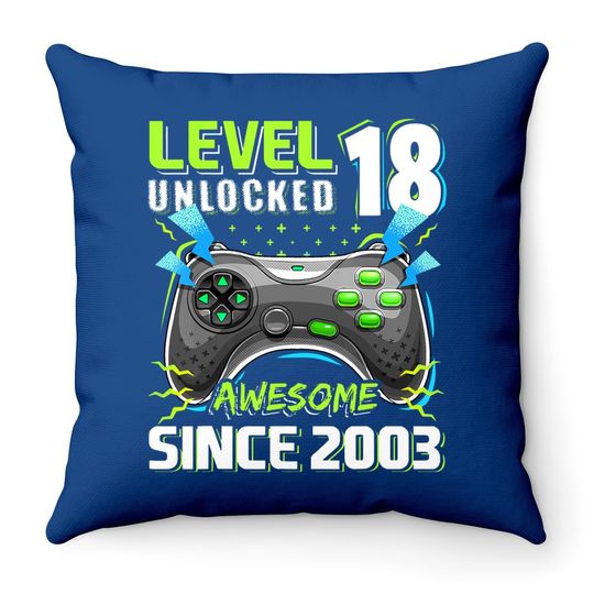 Level 18 Unlocked Awesome 2003 Video Game 18th Birthday Gift Throw Pillow