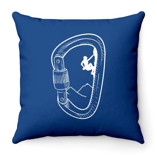 Rock Climbing Throw Pillow Carabiner Mountain Throw Pillow Climber Throw Pillow