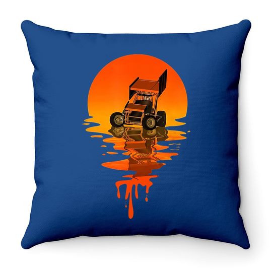 Vintage Retro Style Sprint Car Racing Throw Pillow