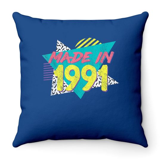 Made In 1991 Retro Vintage 30th Birthday Throw Pillow