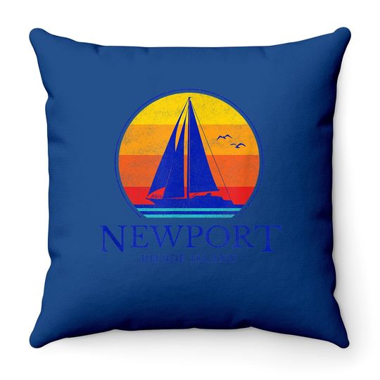 Vintage Newport Rhode Island Sailing Throw Pillow